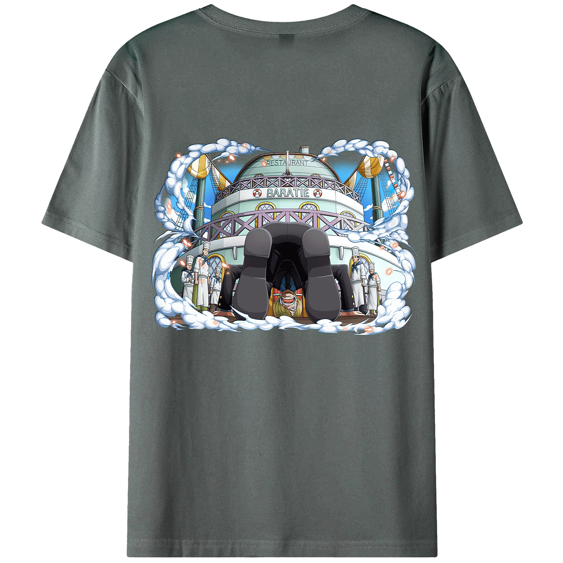 （画像用） ワンピース サンジ ONE PIECE Sanji 綿100％ メンズ半袖Tシャツ（バックプリント） 通気性